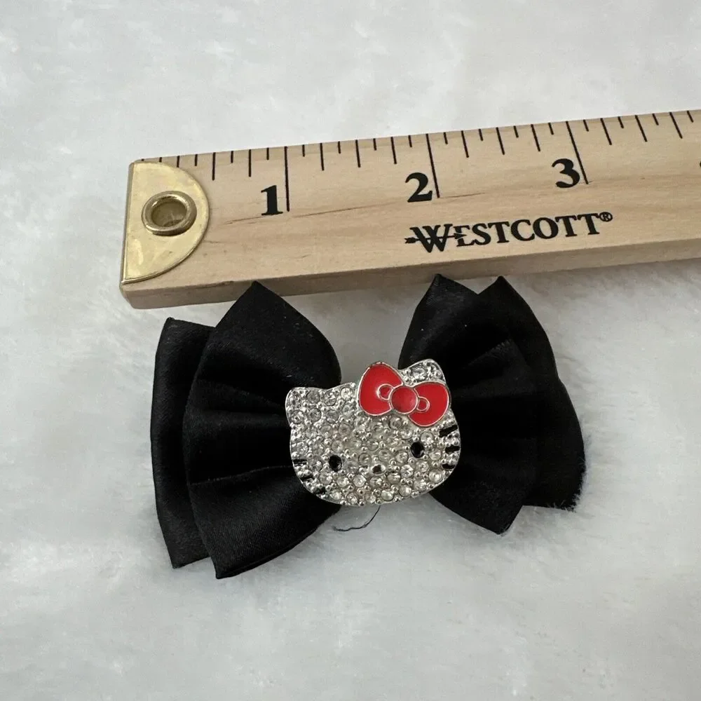 Hello Kitty Sanrio Studded Black Bow‎ Clips Set of 2